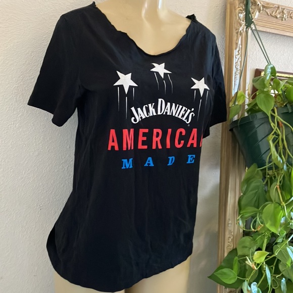 Shirt Black with Red White Blue Design Jack Daniel’s American Made and 3 Stars - Picture 2 of 7